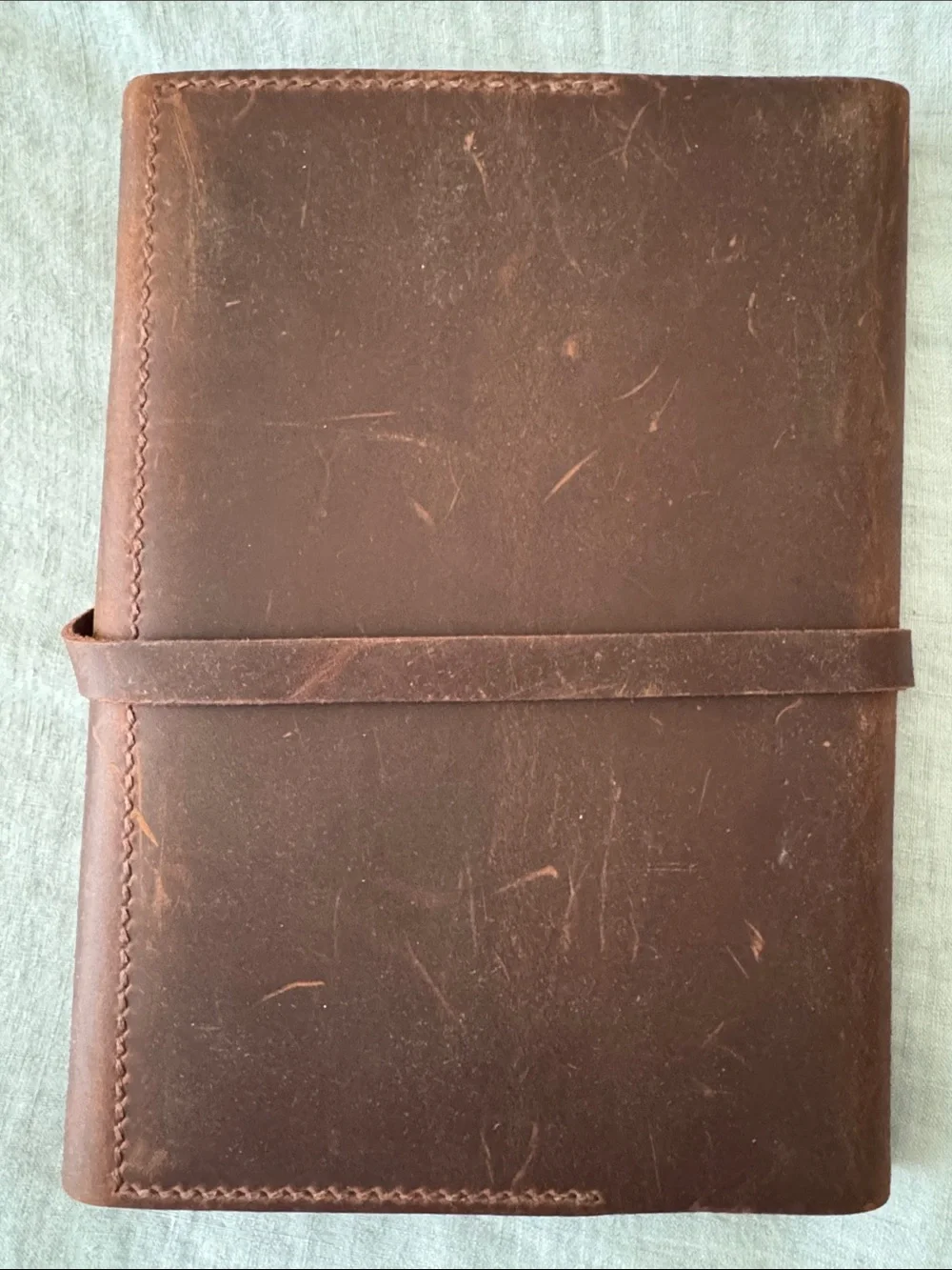 Genuine Brown Leather Handmade Refillable Journal with Key Charm “Bella” Unused